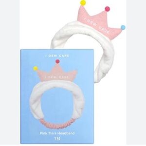 I DEW CARE Pink Tiara Headband - Plush White & Pink
